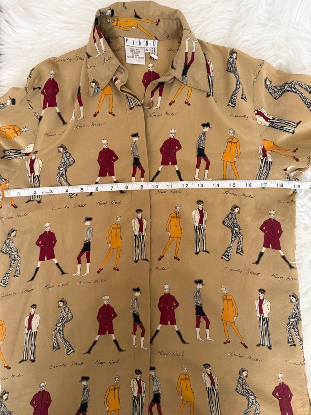 Piano 100% Silk Novelty Print Button Down – Size Women’s Small - Picture 4 of 8